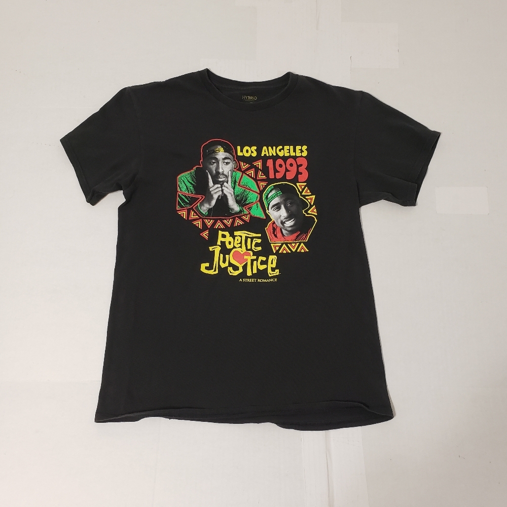 Hybrid Apparel Poetic Justice Tupac 2Pac t-shirt Men's Medium Black Multicolor - Picture 2 of 7